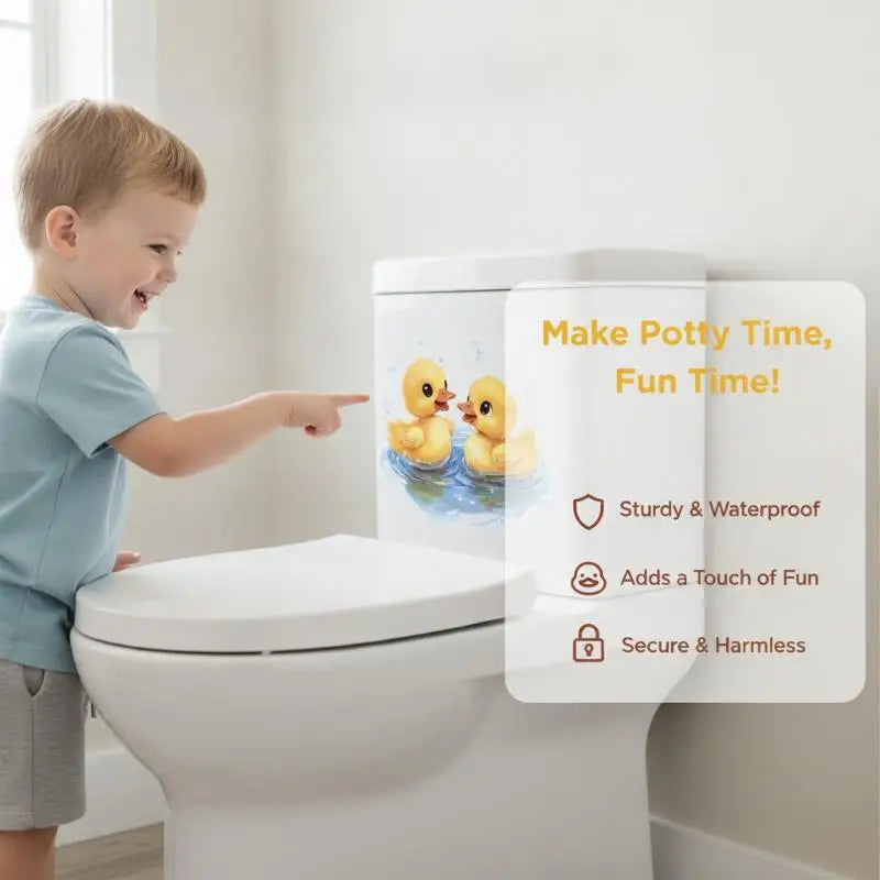 Duck Themed Playing Water Toilet Stickers Waterproof Peel and Stick Bathroom Decor Decals for Toilet Lid Use Oasis Select