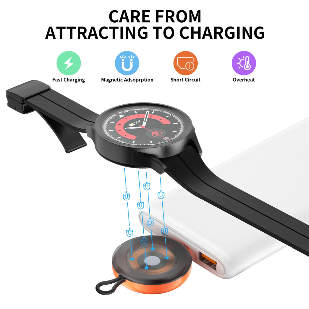 USB C Portable Charger for Samsung Watch 6 5 Pro 3 4 Classic, Wireless Magnetic Fast Charging Station Compatible Galaxy Watch Oasis Select