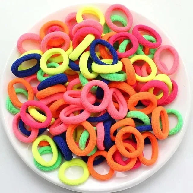 200PCS Women Girls Colorful Nylon Elastic Hair Bands Ponytail Hold Small Hair Tie Rubber Bands Scrunchie Hair Accessories Oasis Select Bright Color