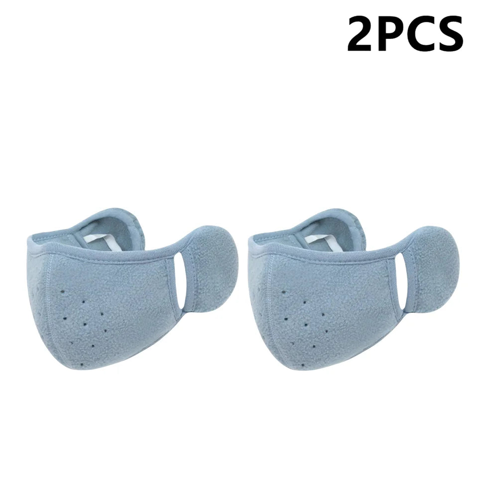2-Pack Winter Fleece Earmuffs & Windproof Face Cover Unisex