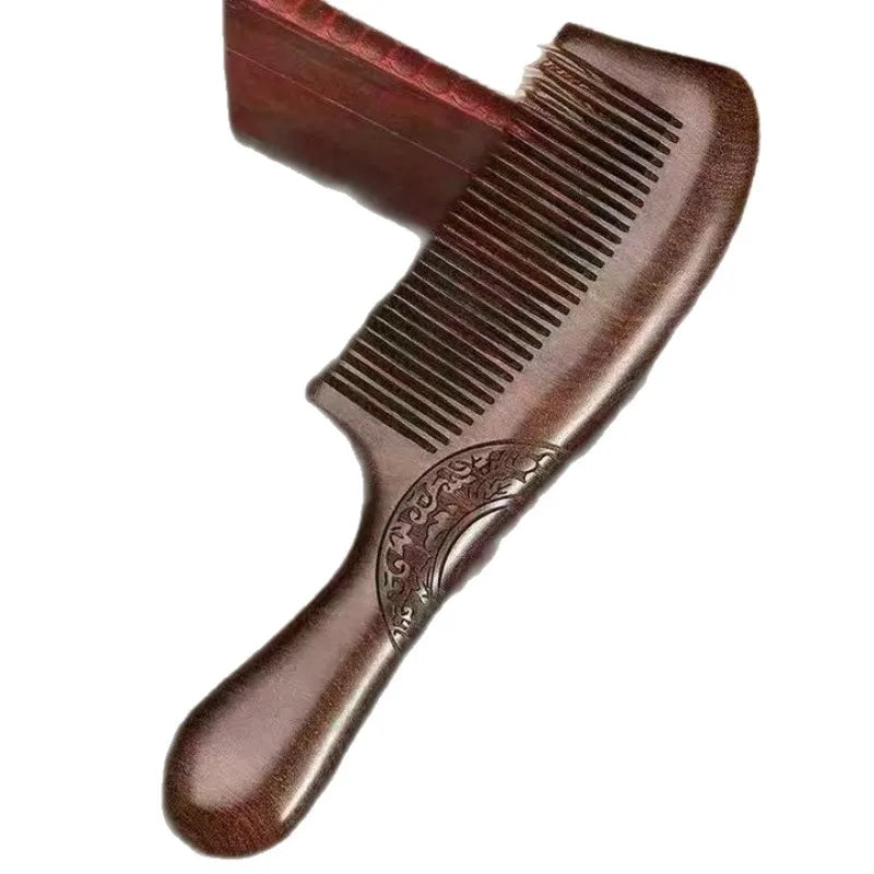 Natural Sandalwood Combs Solid Wood Carving Comb Anti-Static Beard Comb Handicraft Hair Styling Wide Tooth and Narrow Tooth Gift Oasis Select