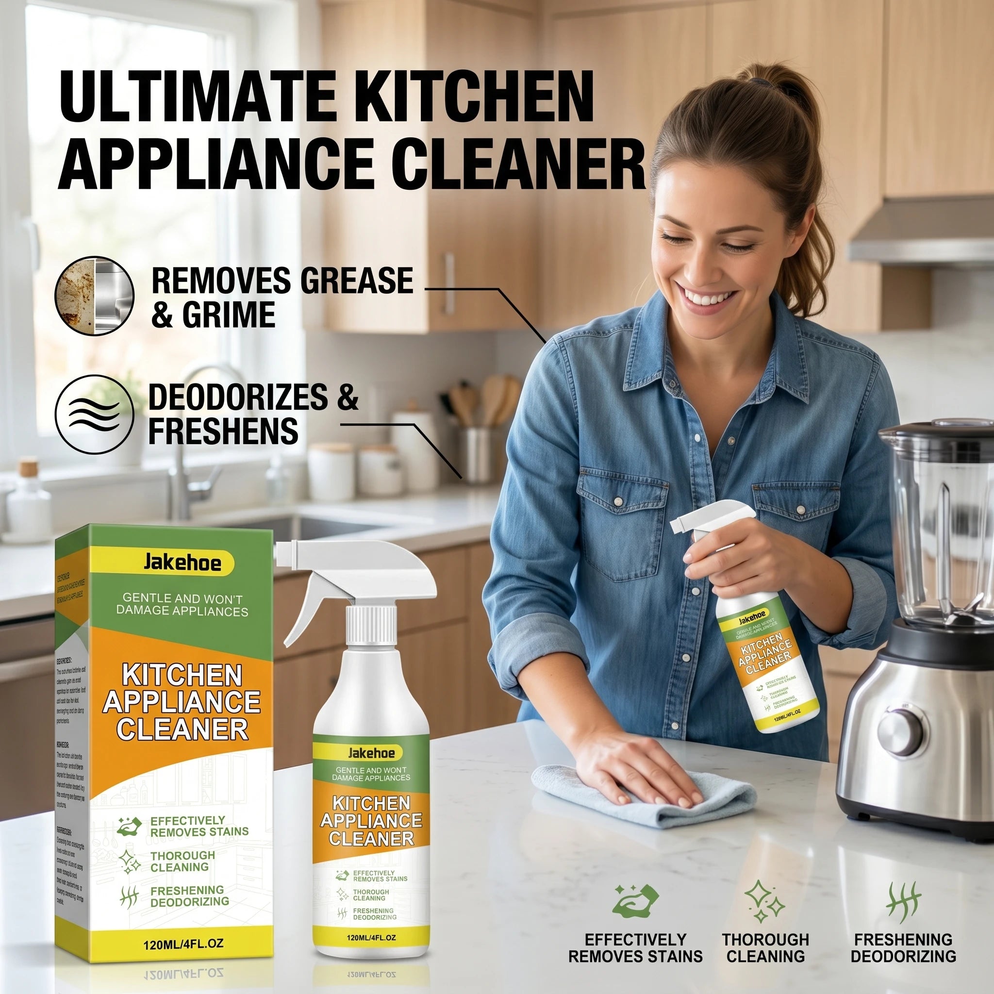Kitchen Appliance Cleaner Spray Grease & Stain Remover for Stove/Oven/Microwave Cleaning, Deodorizing & Refreshing Spray Oasis Select