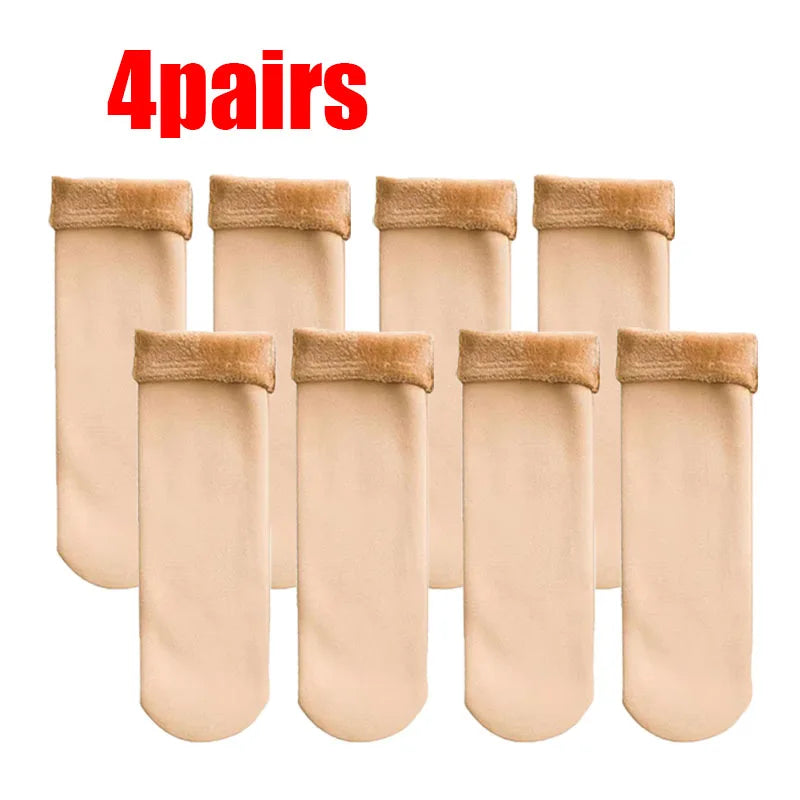 1/2/3/4pairs Winter Warm Women Socks Soft Thicken Thermal Plush Socks Velvet Wool Snow Boots Floor Socks Home Sleeping Sock Oasis Select Skin 4Pairs One Size