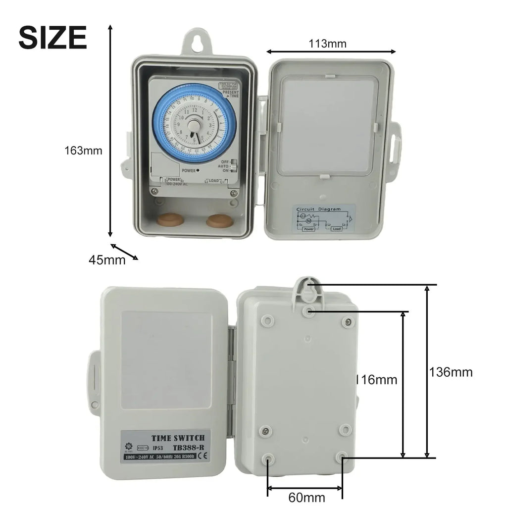 Mechanical Timer Switch 24 Hour Programmable AC100 250V 20A for Efficient Control of Power in Various Settings Oasis Select China Mainland