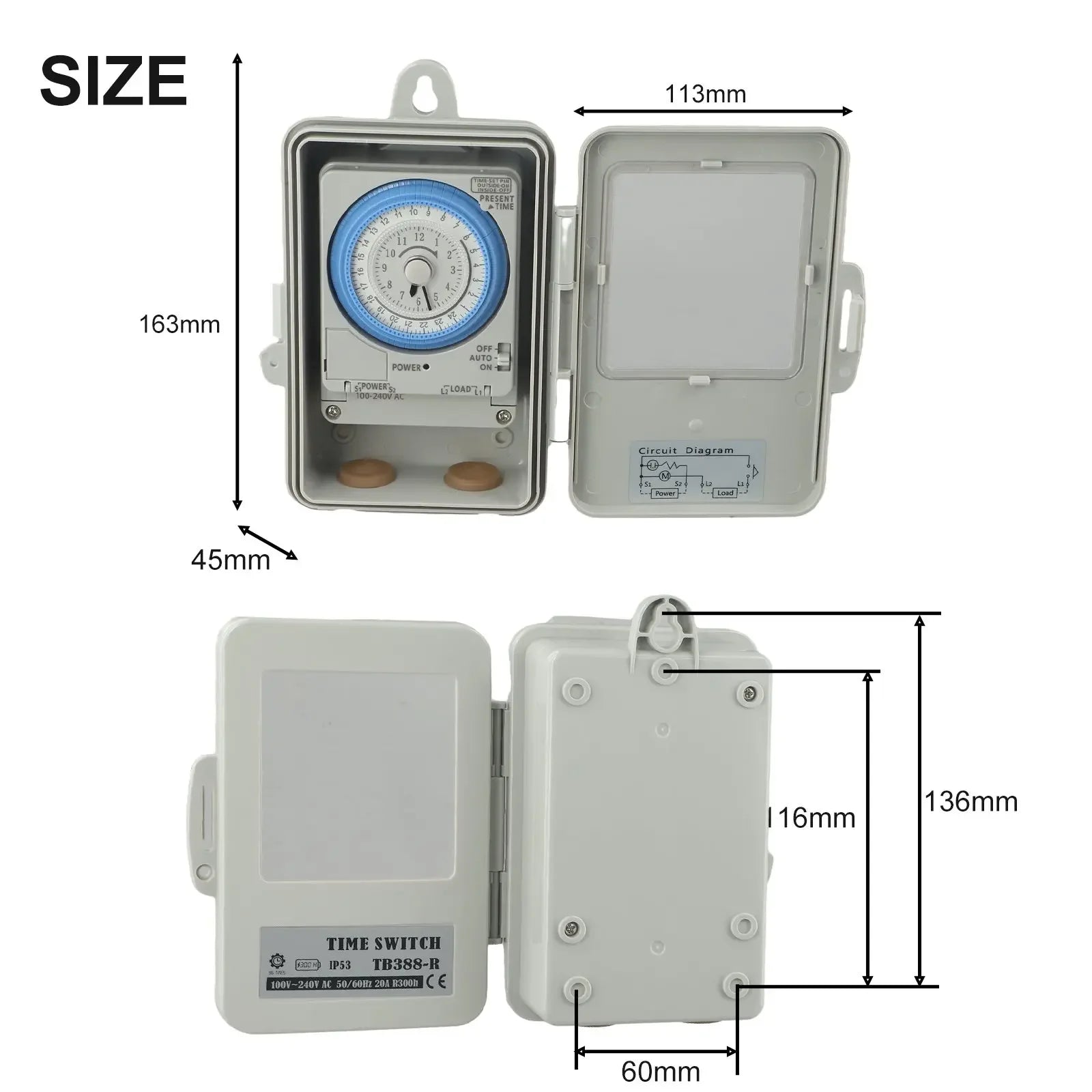 Mechanical Timer Switch 24 Hour Programmable AC100 250V 20A for Efficient Control of Power in Various Settings Oasis Select China Mainland