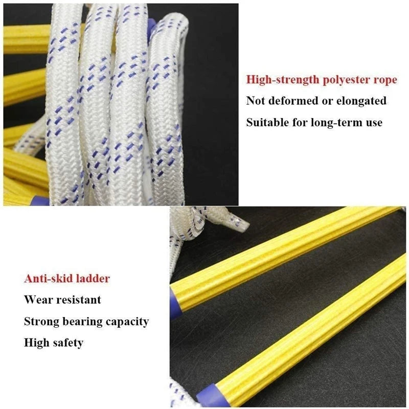 5M Flexible Ladder Rope Ladder Insulated Rock Climbing Anti-Skid Engineering Rope Ladder Rescue ladder for working at height Oasis Select