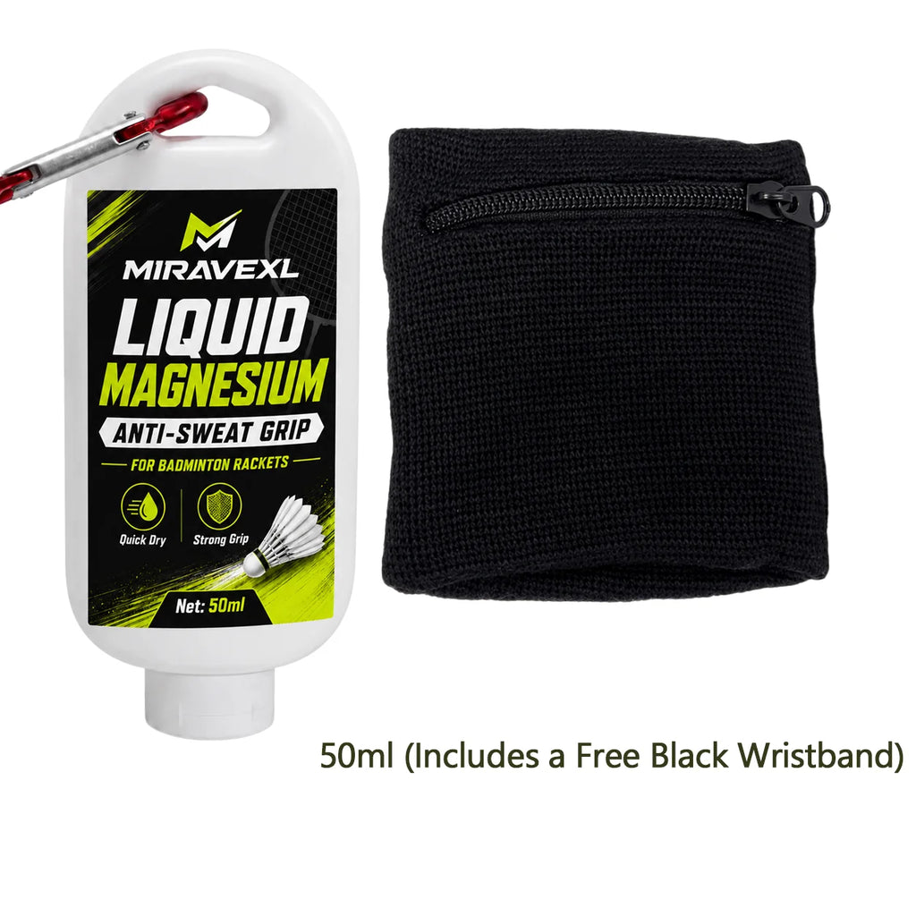 Badminton Racket Anti-Sweat Liquid Grip – Prevent Slipping, Improve Control, Free Sports Wristband, 30-100ML Sports Training Kit Oasis Select 50ML(Black)