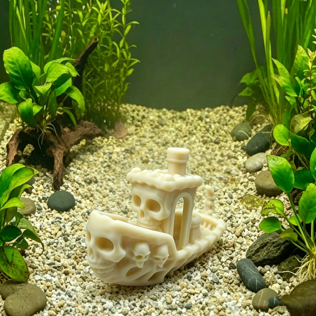 Mysterious Skull Pirate Ship Miniature Figurine 3D Printed Aquarium Decor Skeleton Vessel Ornaments Fish Tank Home Display Gifts Oasis Select