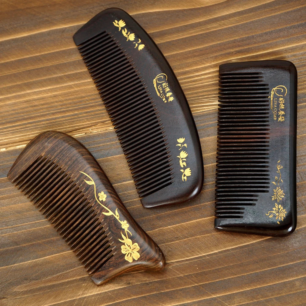 Natural Sandalwood Wide Tooth Comb – Anti-Static Moon Shape Wooden Hair Comb Oasis Select