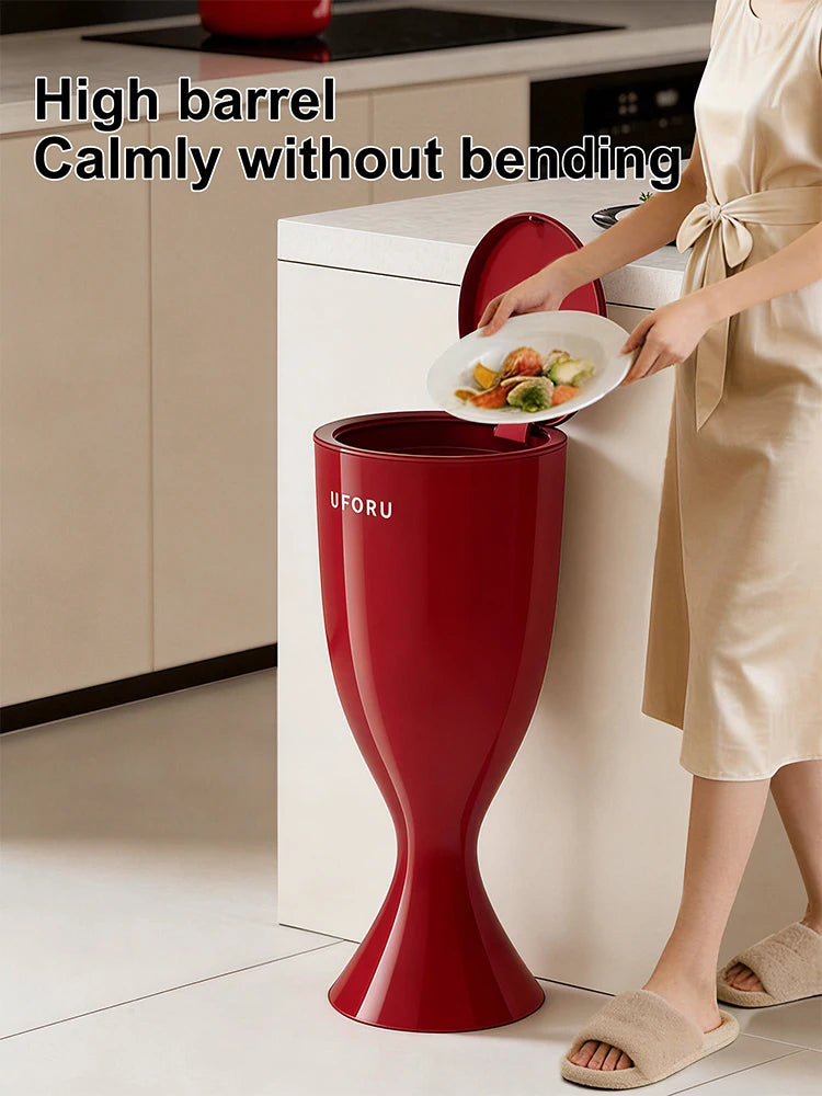 Tall trash can. No-bend design. A large-capacity household trash can with a stylish look that complements your home decor. Oasis Select
