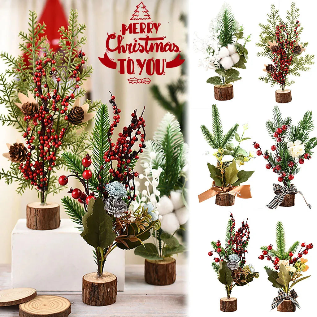 Mini Artificial Christmas Tree – Tabletop Decor, Berries & Pine Cones Tabletop Christmas Tree Oasis Select