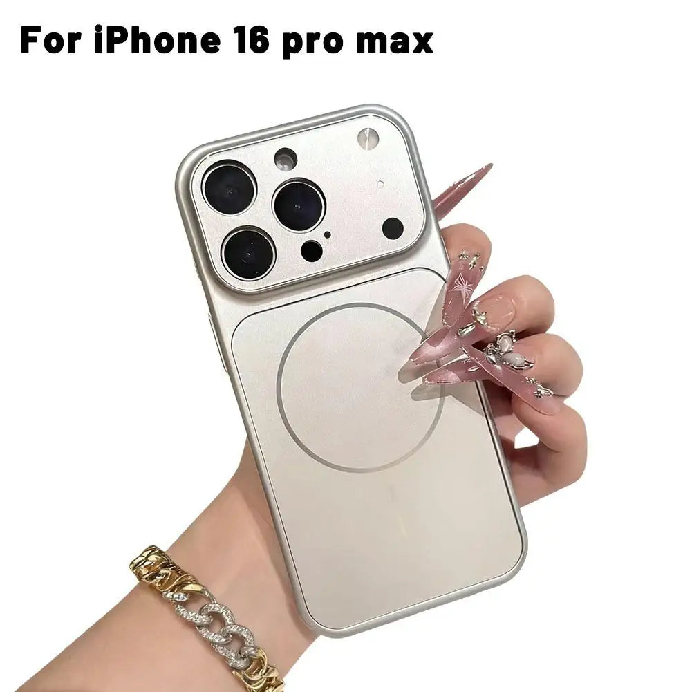Original Large Window Nano Glass Case For iPhone 17 Air 16 15 14 13 Pro Max Magnetic For Magsafe Wireless Charging Matte Case Oasis Select Titanium 16promax