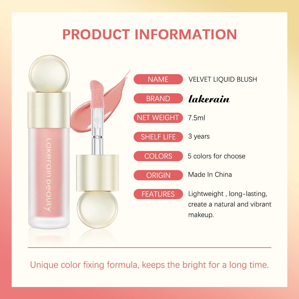 7.5ml Matte Liquid Blush Velvet Blusher Orange Peach Face Pigment Lasting Beauty Natural Cheek Tint Cream Waterproof Blush Oasis Select