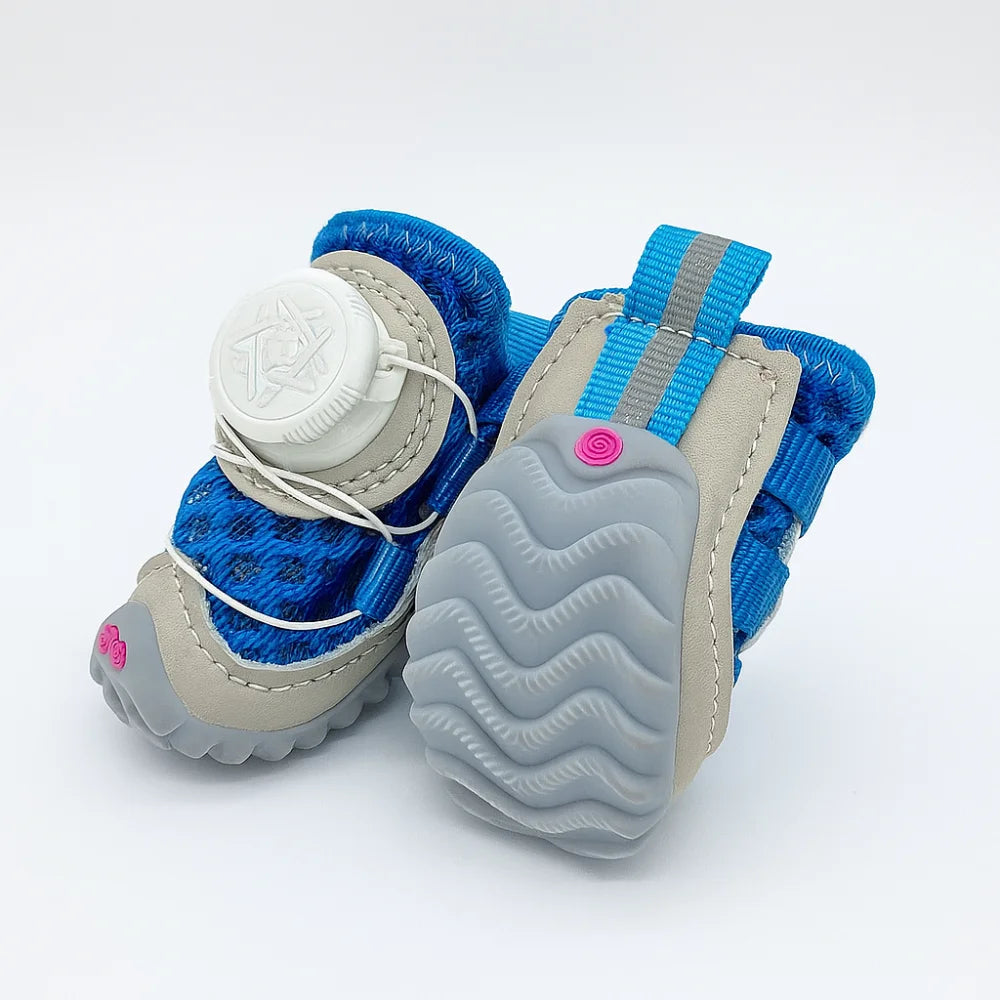 4-Pack Breathable Mesh Dog Shoes | Reflective Adjustable Boots Dog Shoes & Boots Oasis Select Blue size 6