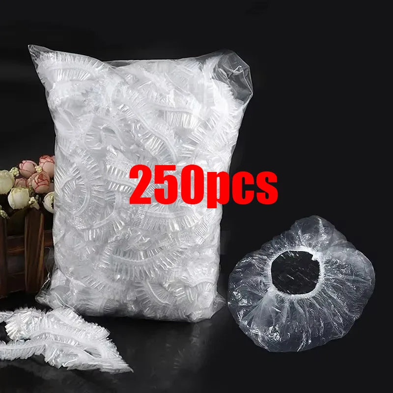 50/100/200/300pcs Food Grade Plastic Wrap Cover Disposable Household Plastic Wrap Cover With Elastic Cover Food Keeping Film Oasis Select 250pcs