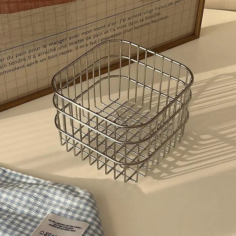 Metal Desktop Storage Basket Box Iron Art Storage Basket Coffee Miscellaneous Items Kitchen Desktop Organizer Makeup Storage Box Oasis Select