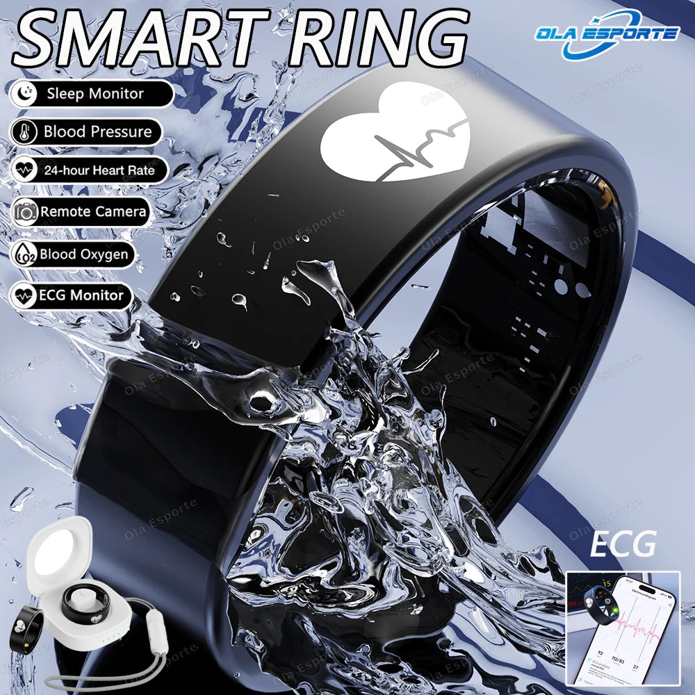 ECG Smart Ring – Heart Rate, SpO₂ & Sleep Tracker | IP68