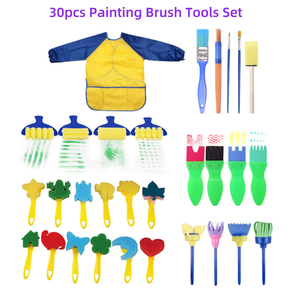 25PCS/30 PCS Children Paintbrushes Washable Paint Brushes Sponge Painting Brush Set for Toddler Kids Early DIY Learning Toys Oasis Select 30 PCS