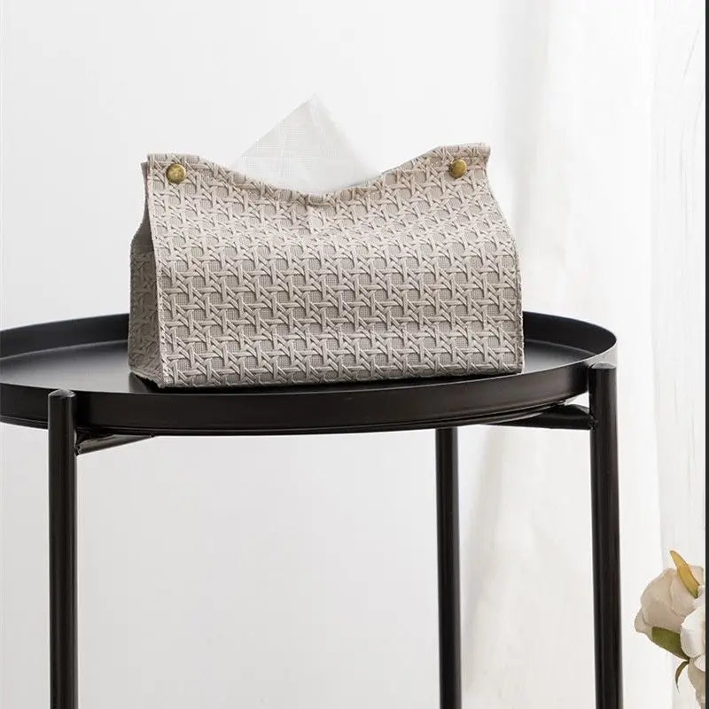 Light Luxury Tissue Box Artistic Pumping Paper Box Toilet Home Living Room Leather Storage Tissue Box Oasis Select