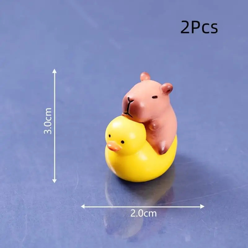 Charming Mini Capybara Resin Figurines (2Pcs), Animal Ornaments for DIY Fairy Garden, Moss Landscape Decor Oasis Select A1