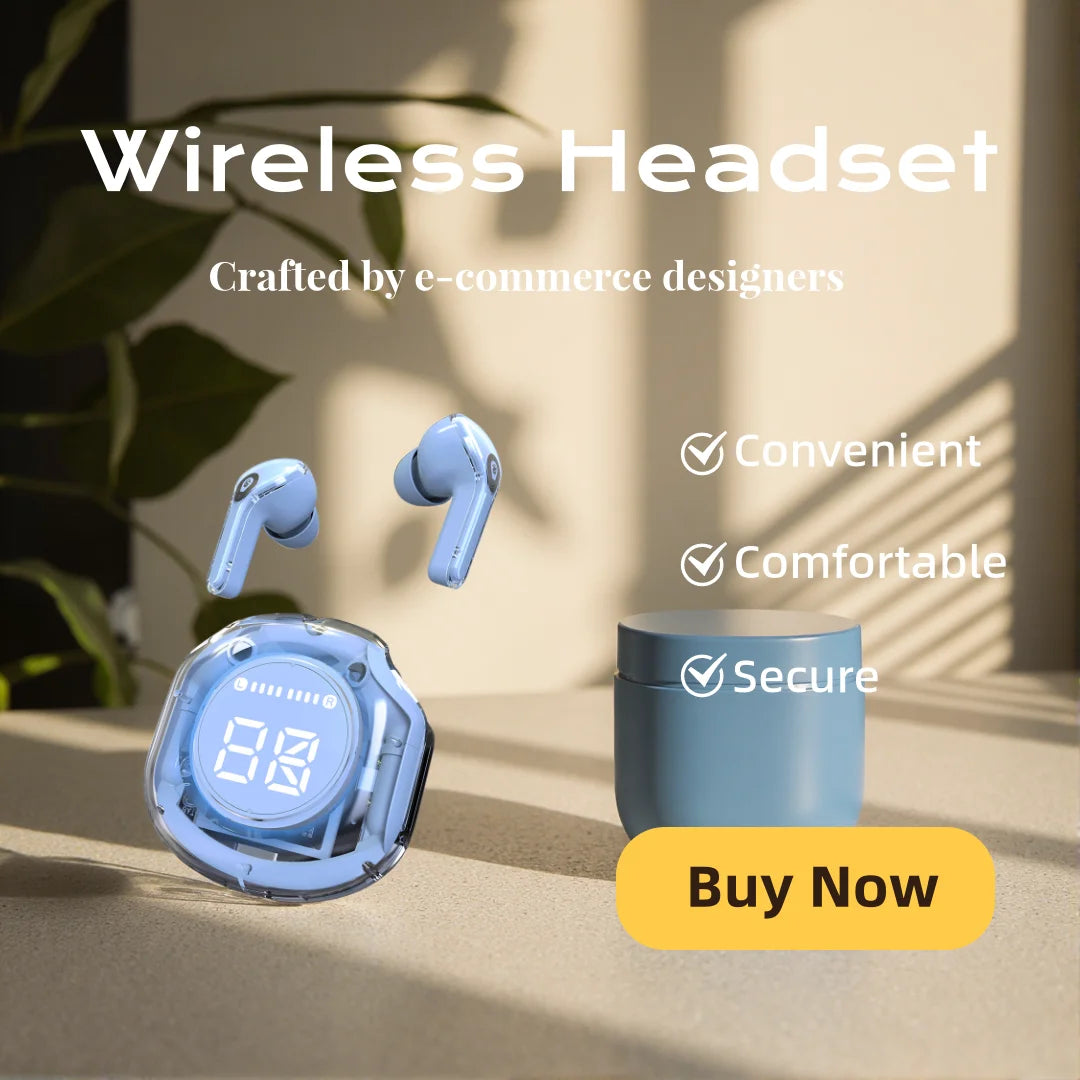 Bluetooth Earphone Wireless Headset with Volume Control Hifi Sound Sport Headphones LED Power Digital Display Oasis Select Blue