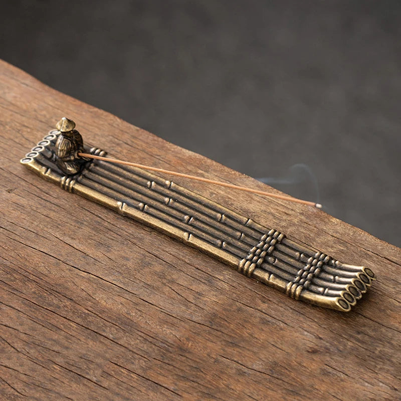Creative Incense Holder Incense Holder Boat Old Men Fishing Japanese Style Incense Stick Burner Aromatherapy Ornament Home Decor Oasis Select