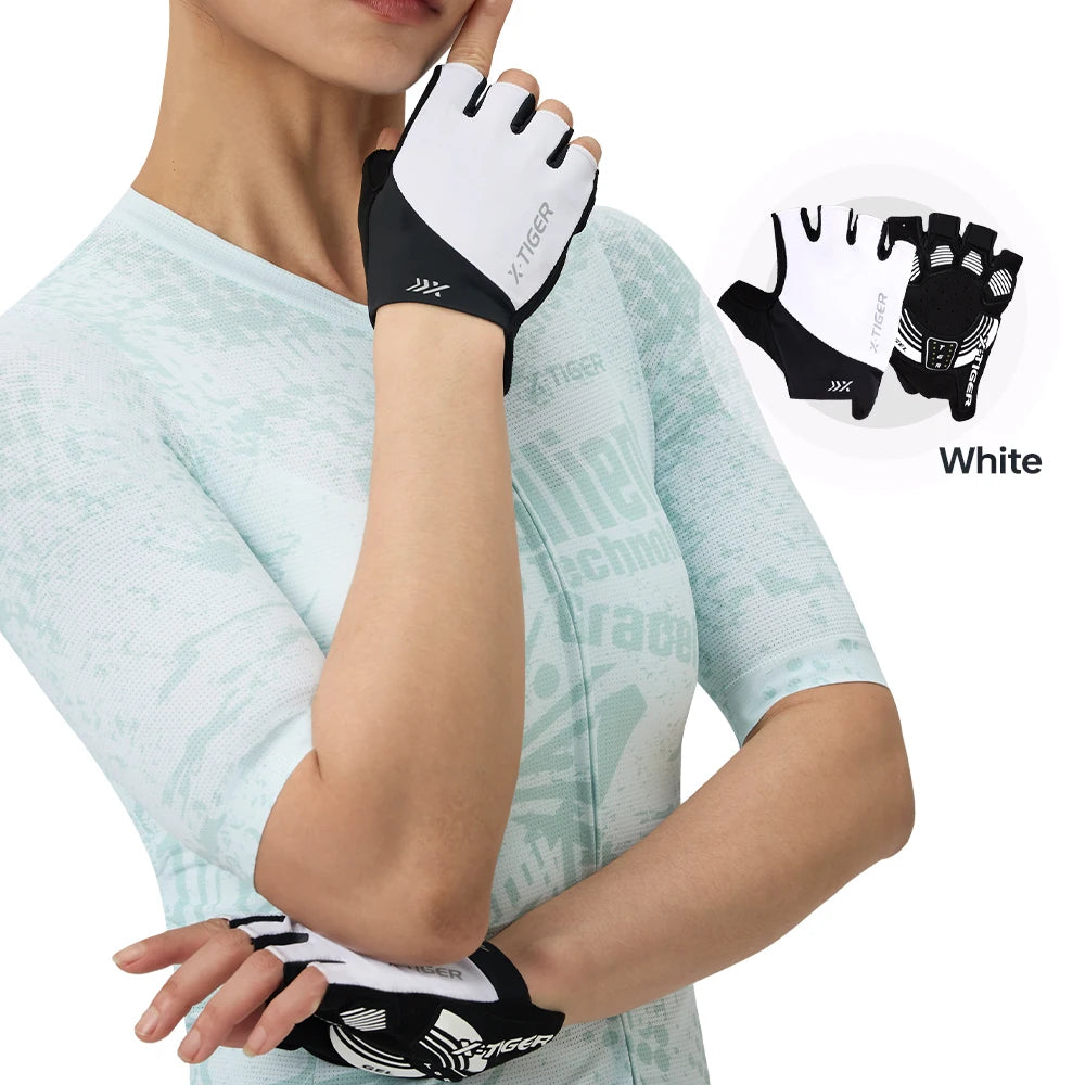 X-TIGER Men Women Cycling Gloves Breathable Damping MTB Road Bike Special Gloves Non-slip Bicycle Half Finger Gloves Oasis Select
