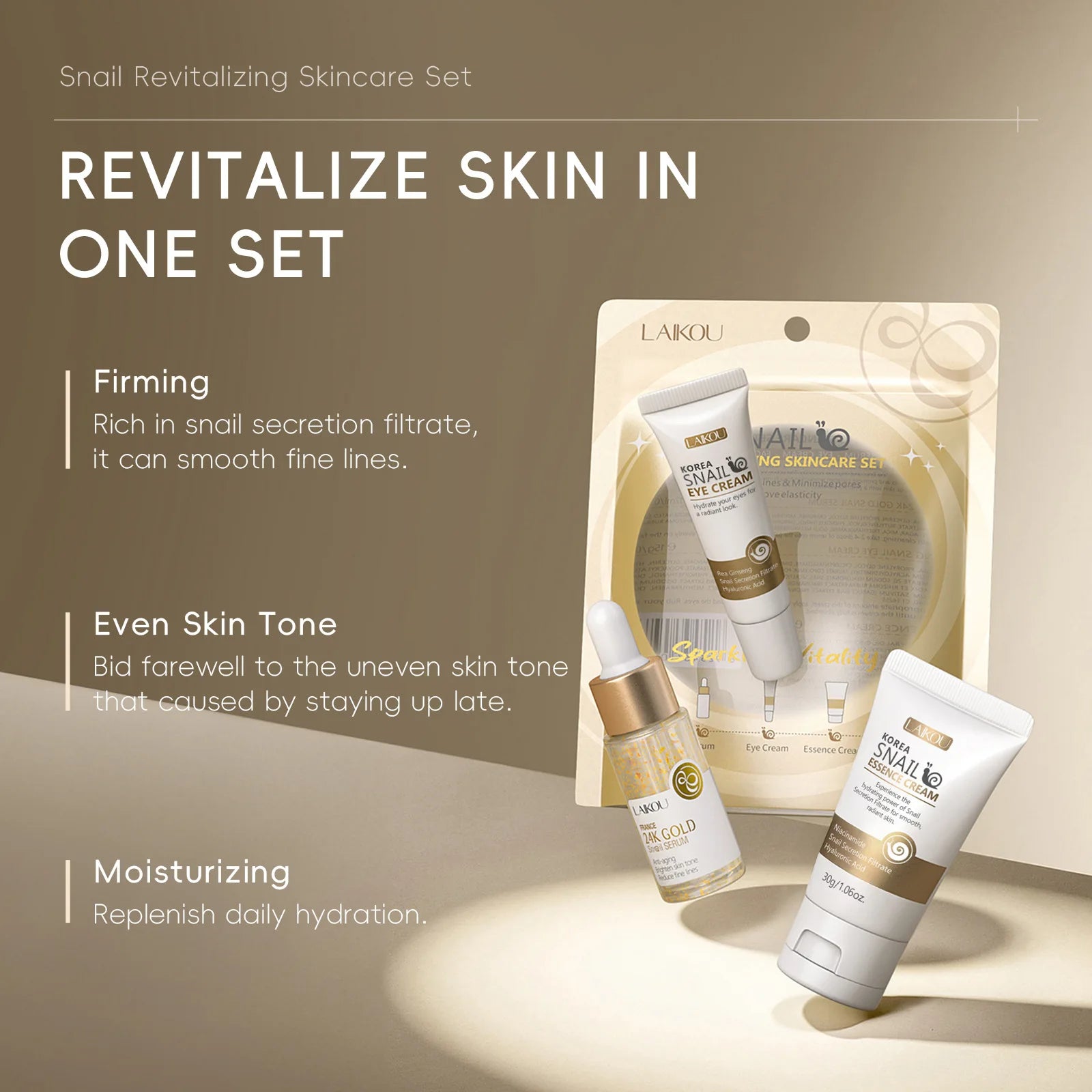 Snail Revitalizing Skincare Set – Face Cream, Serum & Eye Cream