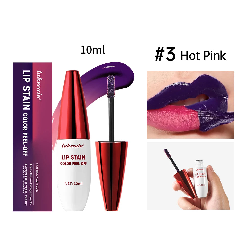 Lakerain Peel-off Lip Gloss Matte Natural Mist Lip Tinted Waterproof Long Lasting Lipstick Makeup Tear Contour Stain Cosmetics Oasis Select 3 Hot Pink
