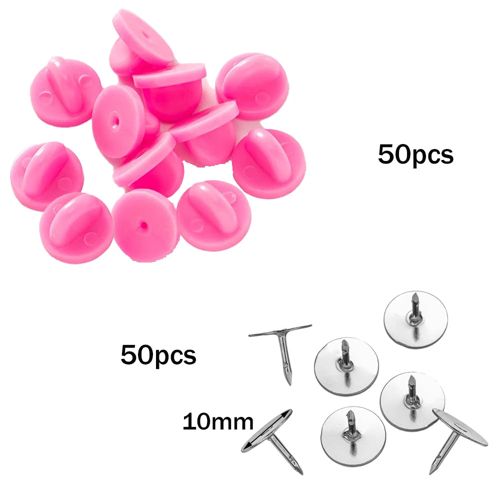 100pcs PVC Rubber Pin Backs Heliltd Butterfly Clutch Tie Tacks Blank for DIY Uniform Badges Holder Clasp Lapel Pin Enamel Pins Oasis Select Set 9