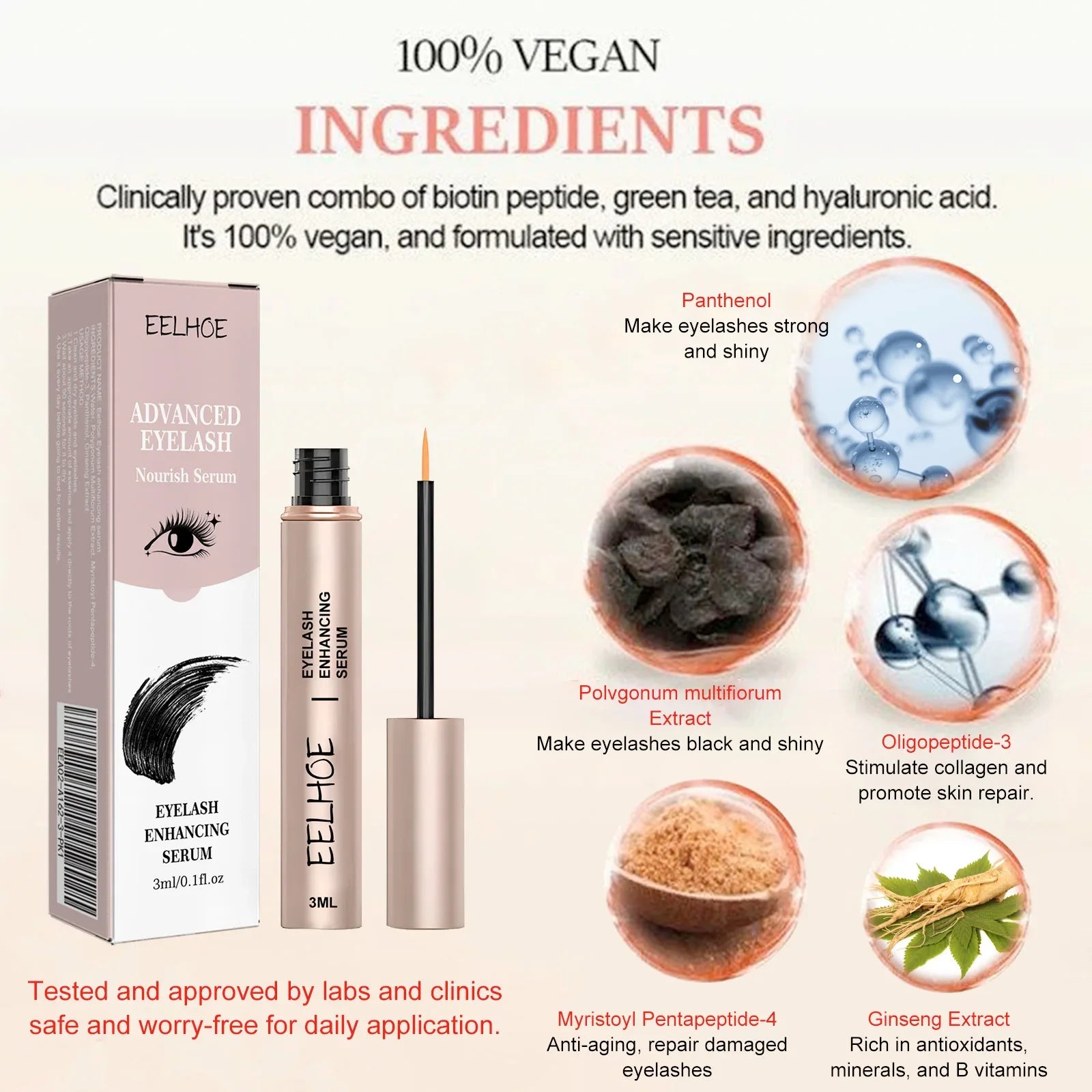 Eyelash Enhancer Serum Lifting Eyelashes Mascara Fuller Thicker Natural Lashes Longer Lengthening Nourishing Eyebrow Essence Oasis Select