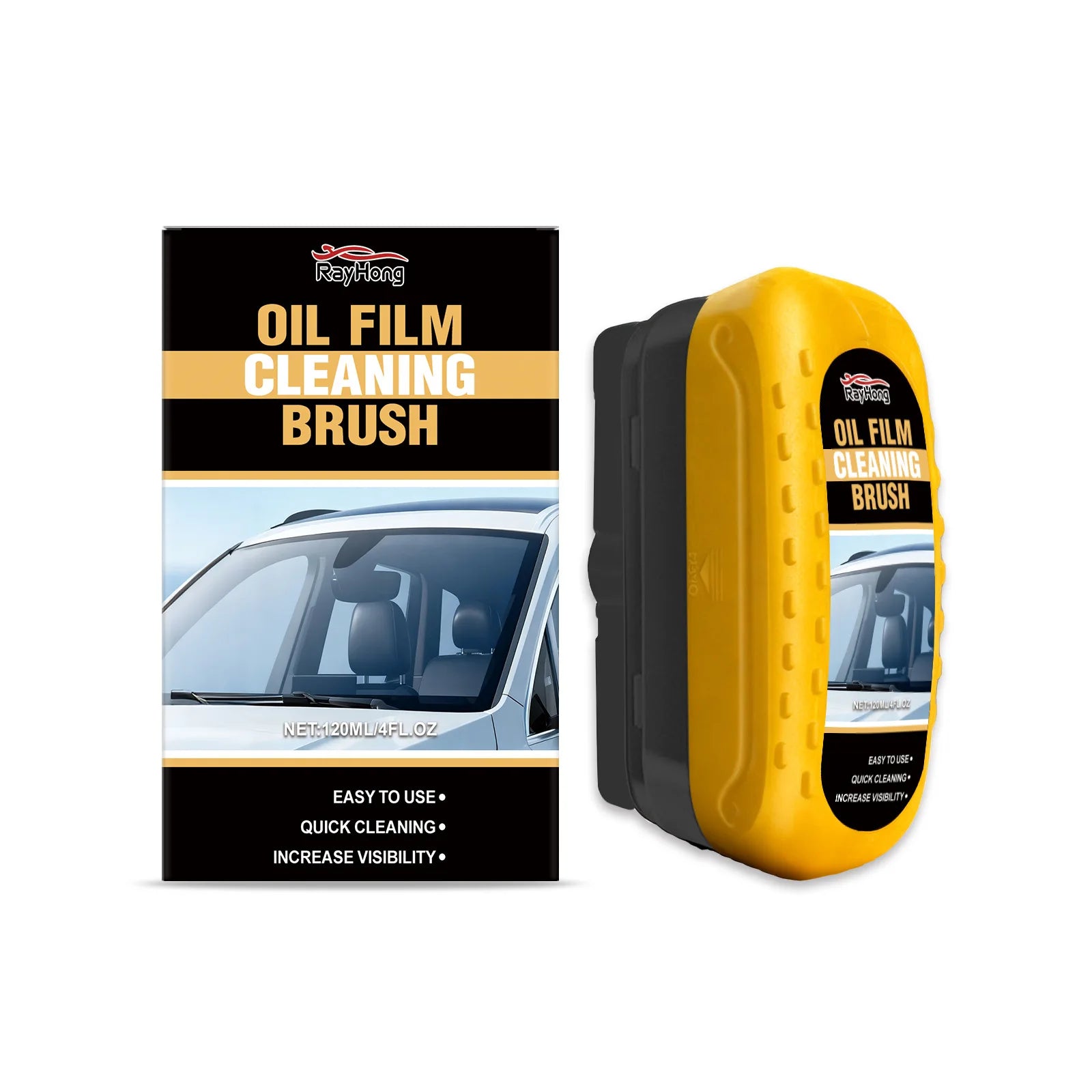 Automotive Oil Film Cleaning Brush Car Glass Window Wipe Anti-Rain Fog Front Function Maintenance Inside Windshield Home Sponge Oasis Select 120ml boxed