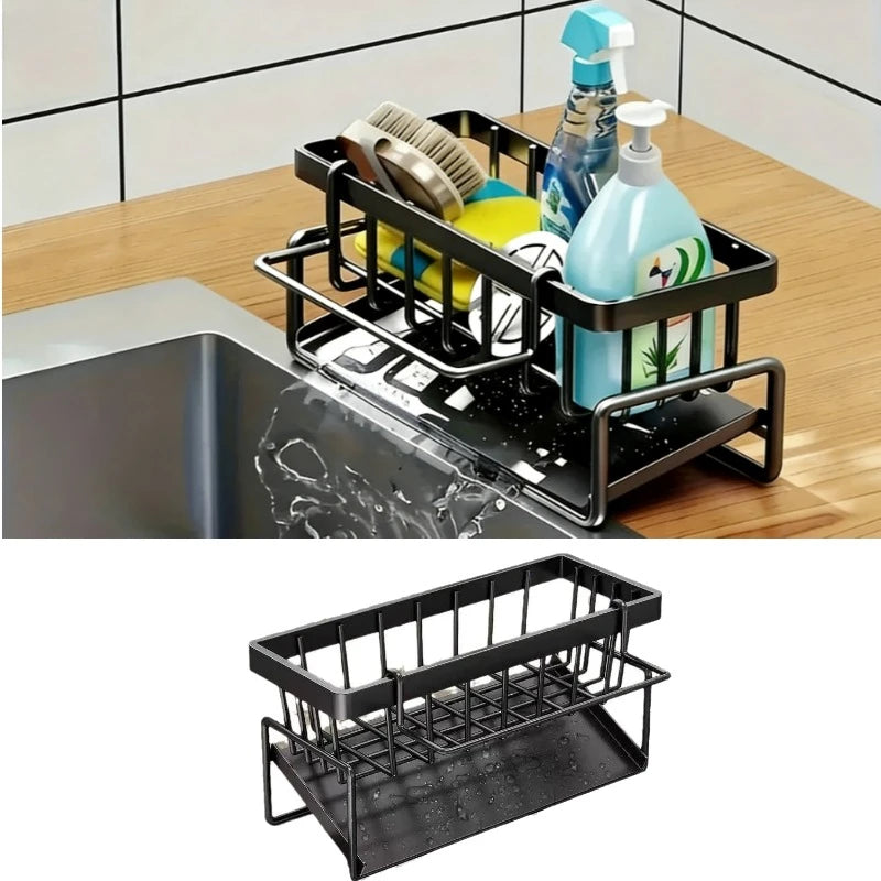 Sponge Holder for Kitchen Sink, Plastic Auto Draining Kitchen Sink Organizer, Sink Caddy with Removable Brush Holder Oasis Select
