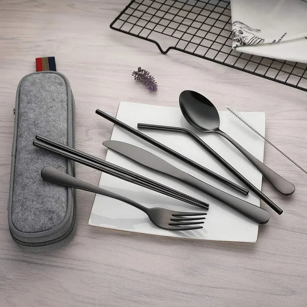 8-Piece Stainless Steel Travel Cutlery Set with Portable Case Travel Cutlery Set Oasis Select