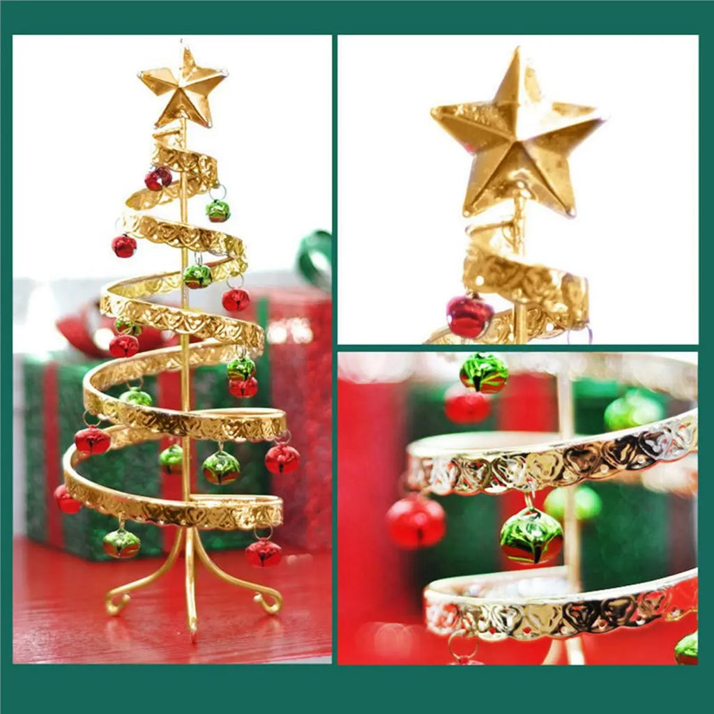 2026-WISH 2X Iron Craft Bell Mini Christmas Tree Desktop Simulation Christmas Tree Display Christmas Decorations As Shown Oasis Select