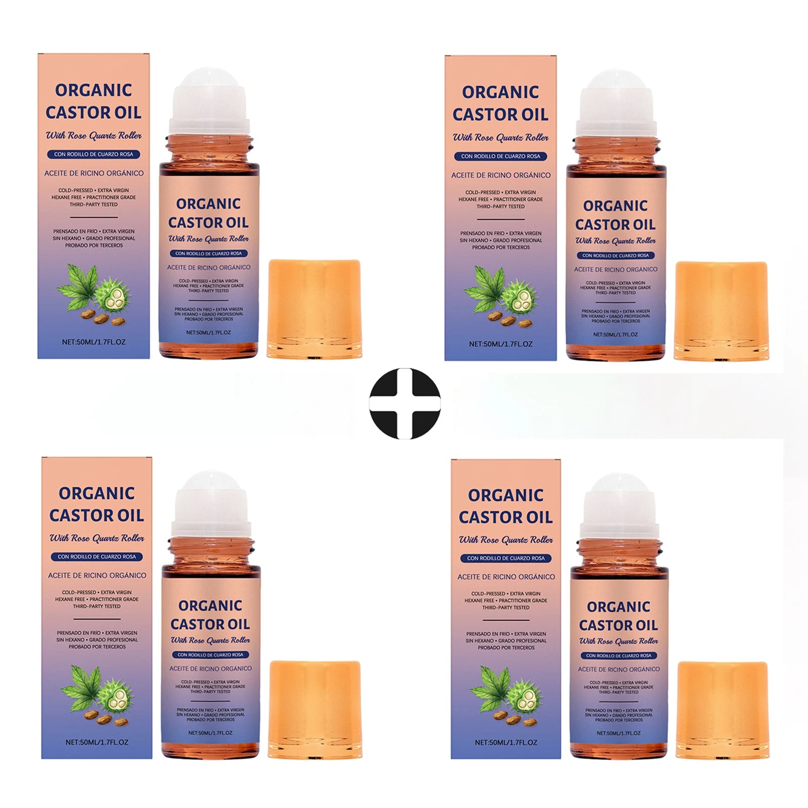Tightening Body Castor Oil Roller Ball Lifting Reduce Fine Lines Improve Sagging Skin Brightening Moisturizing Nourish Massage Oasis Select 4 pcs x 50ml