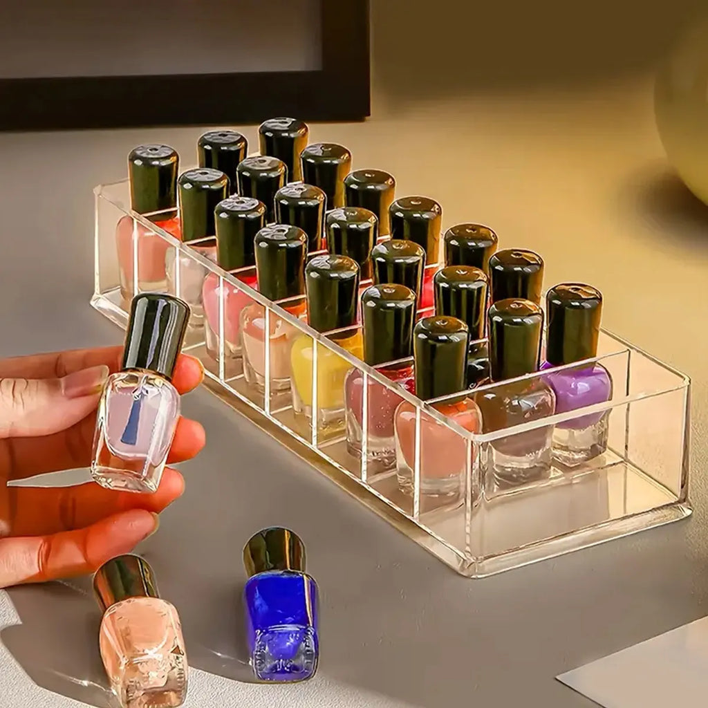 1pc,Transparent nail polish storage box, suitable for table top finishing container of nail salon, cosmetics storage display Oasis Select