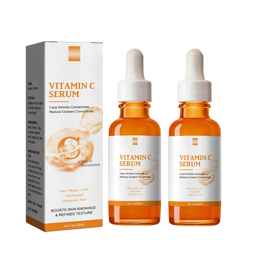 Vitamin C Wrinkle Remover Face Serum Lifting Firming Fade Fine Lines Anti-aging Essence Whitening Brighten Nourish Skin Care Oasis Select 2pcs