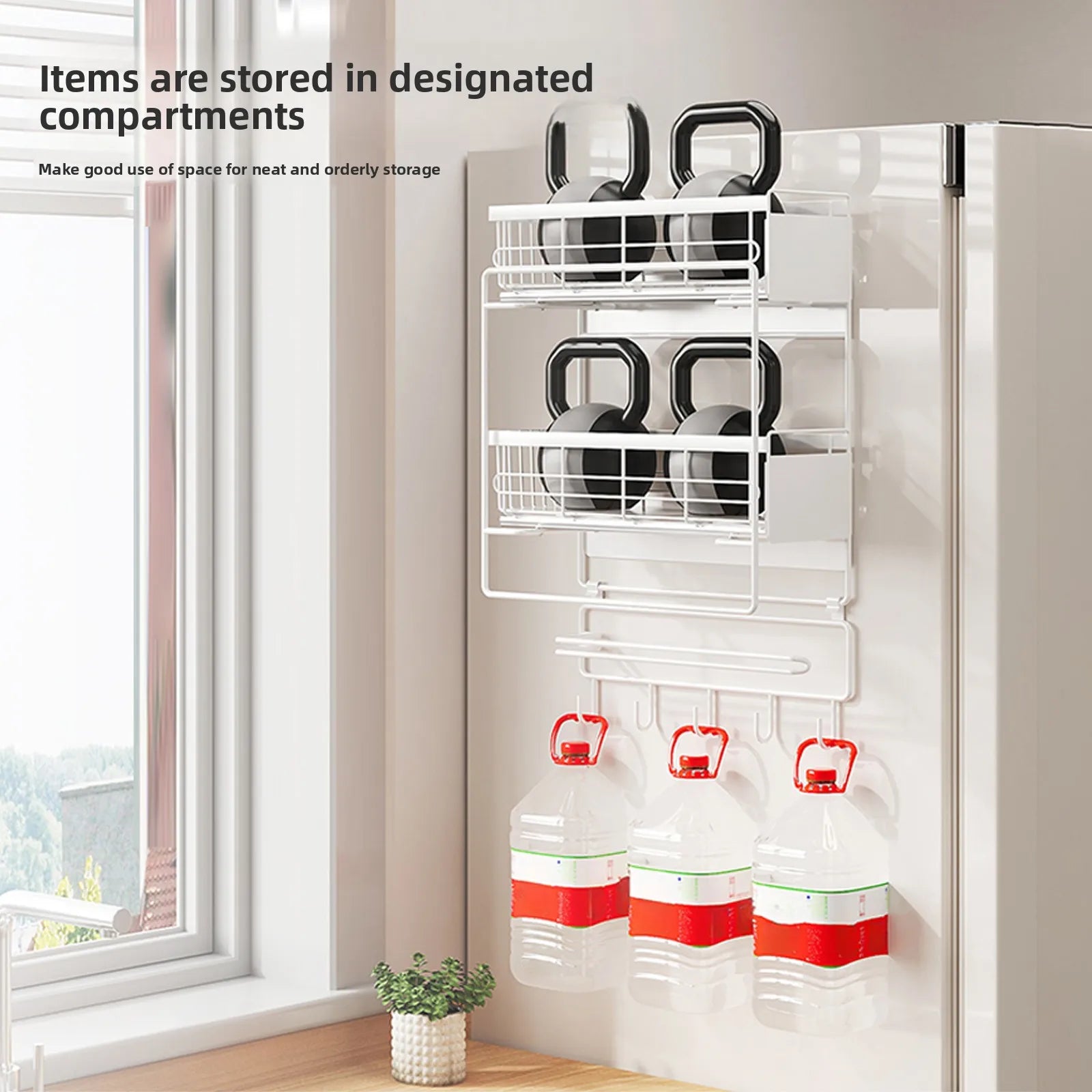 Magnetic suction pull refrigerator rack Multifunctional magnetic seasoning rack Kitchen roll paper rack Refrigerator side Oasis Select