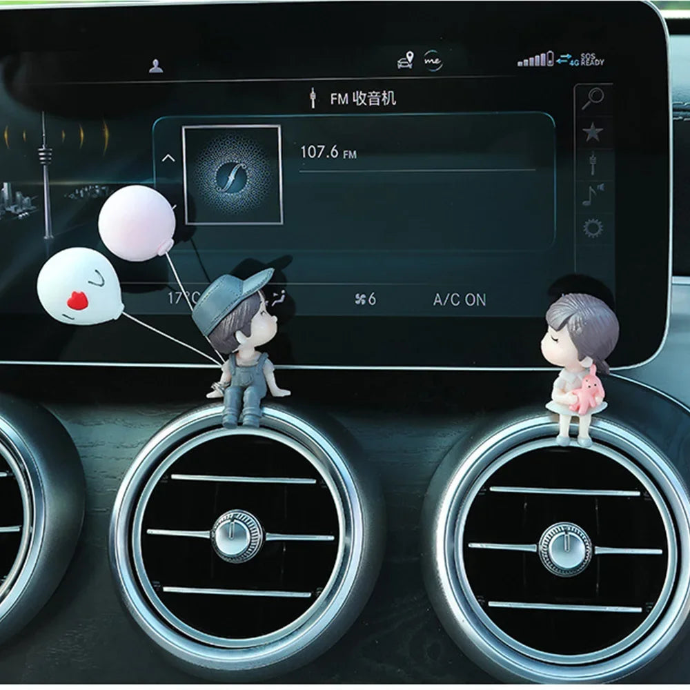 Cute Cartoon Couples Action Figure Figurines Balloon Ornament Desktop Home Decoration Auto Interior Dashboard Decor Oasis Select