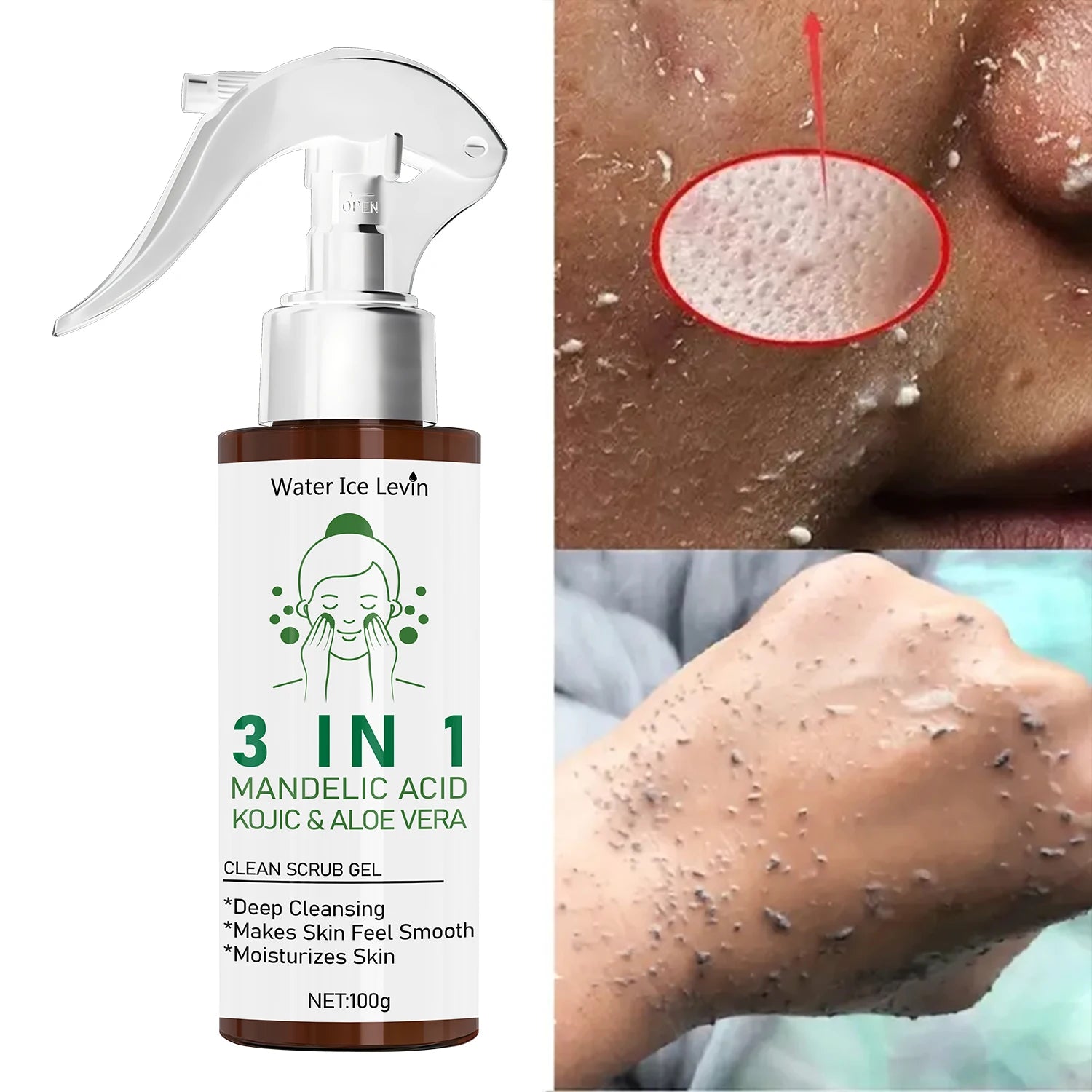 3-in-1 Mandelic Acid & Kojic Acid Scrub Gel with Aloe Vera Exfoliating Scrub Gel Oasis Select