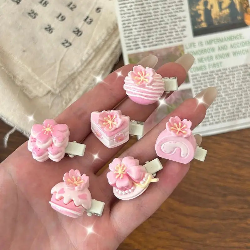 Cherry Blossom Resin Hair Clips Women Girls | 5/6 Pcs Set Resin Hair Clips Oasis Select A7