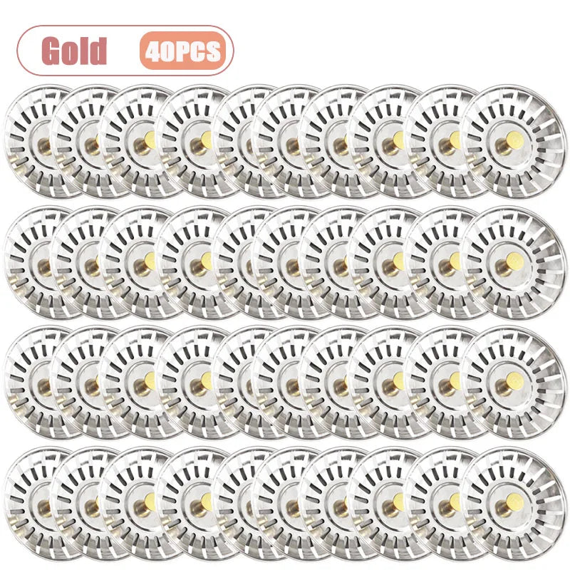80MM Kitchen Sink Strainer Basket Old Style Drain Cover Replacement Filter Mesh Stopper for Food Waste Sink Accessories Oasis Select Gold-40PCS