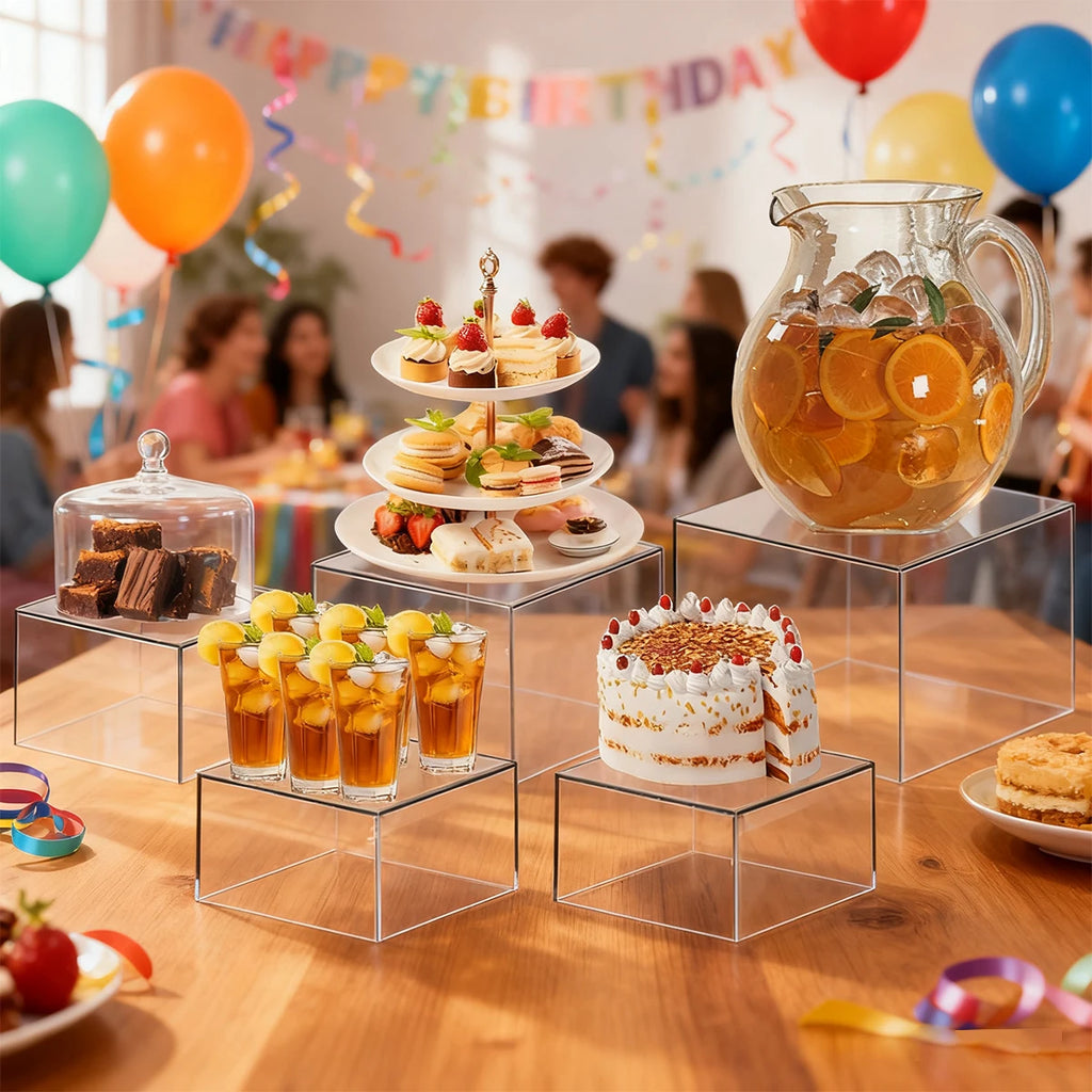 3pcs/4pcs acrylic white/transparent cake dessert display stand stackable cake display box suitable for weddings and birthdays Oasis Select