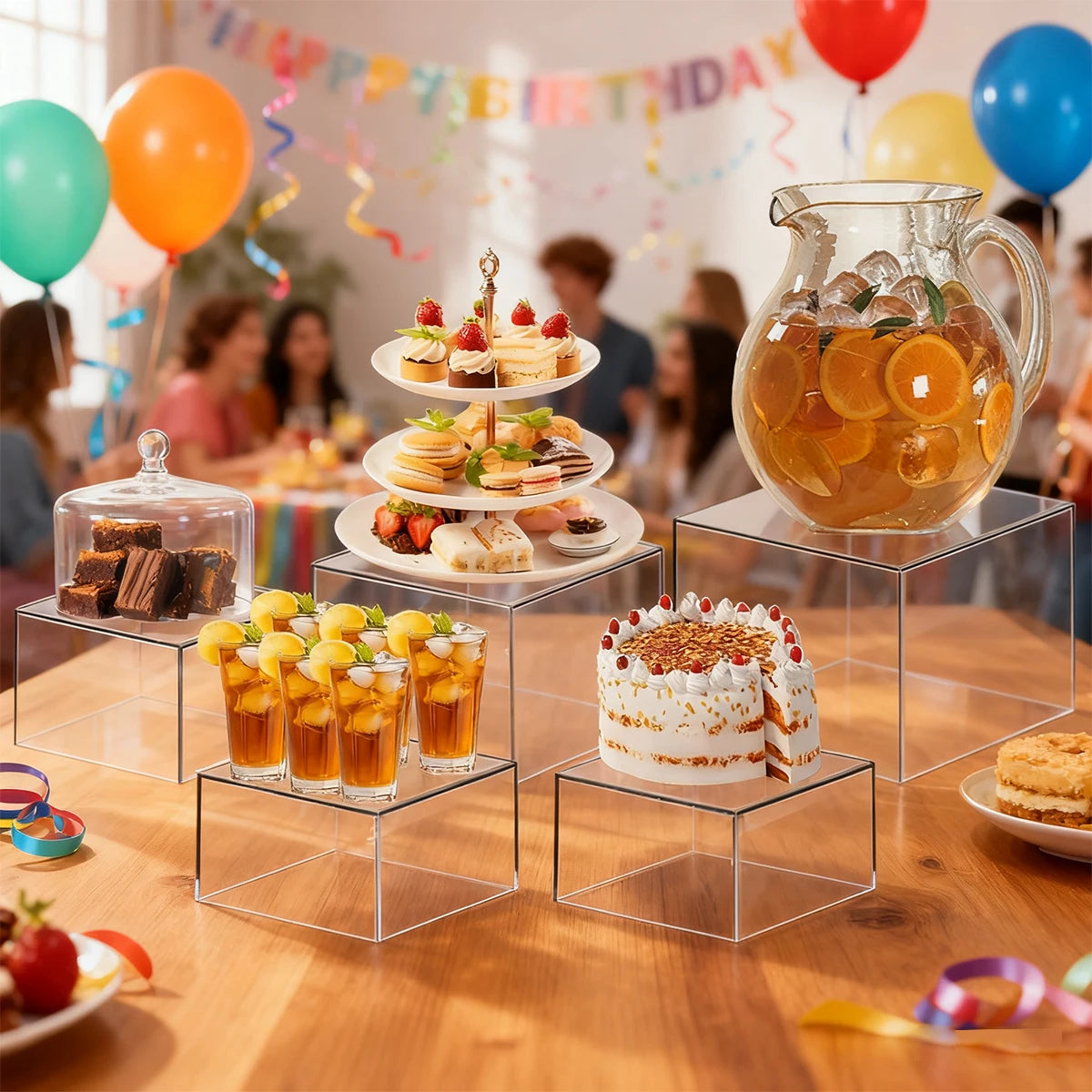 3pcs/4pcs acrylic white/transparent cake dessert display stand stackable cake display box suitable for weddings and birthdays Oasis Select