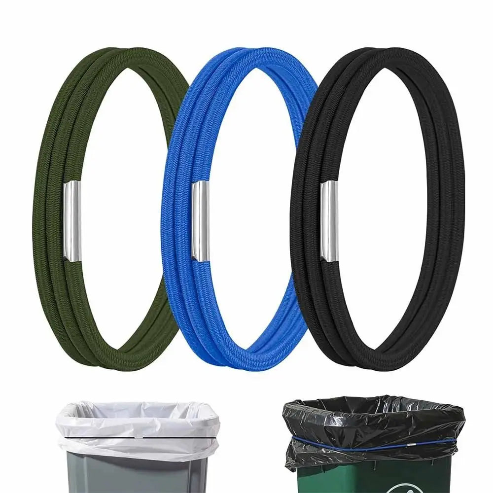 3-Pack Elastic Trash Can Bands – Rubber Garbage Bag Holder