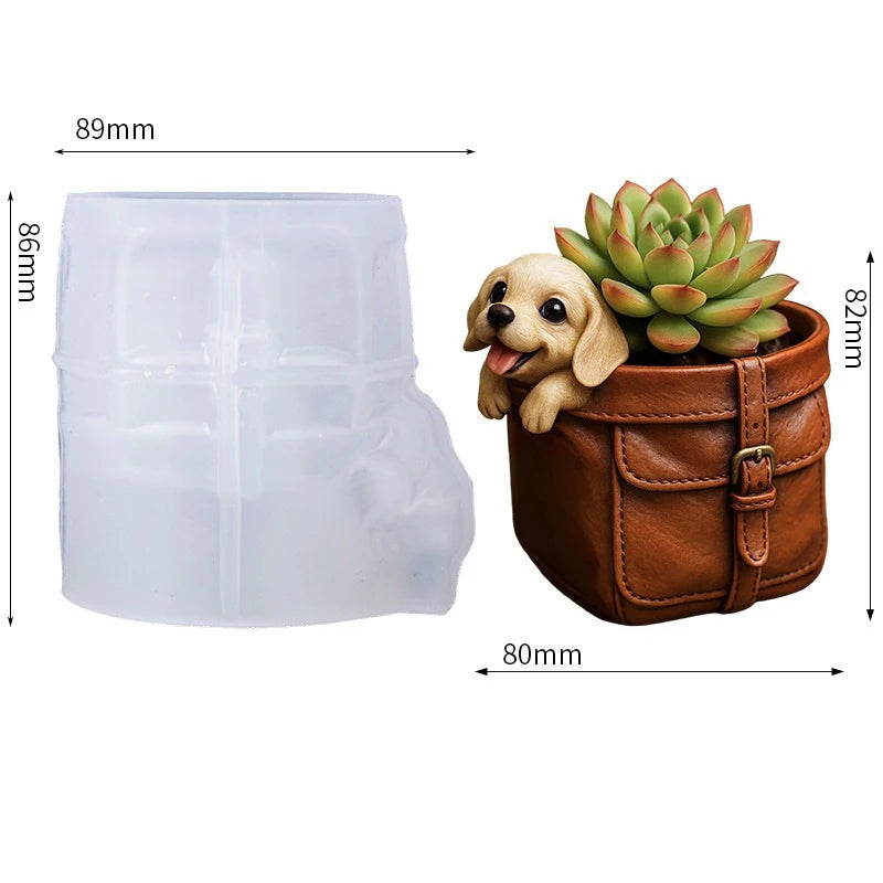 Dog Bag Flower Pot Silicone Molds DIY Succulent Plant Flowerpot Vases Mold Concrete Gypsum Candle Cup Resin Pen Holders Mould Oasis Select White