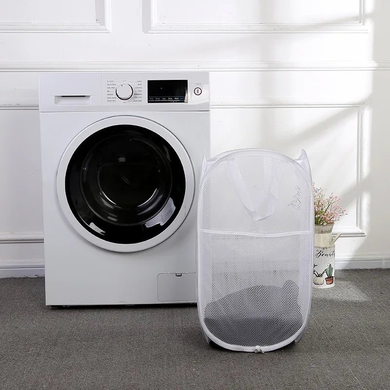 Large Foldable Mesh Laundry Basket | Portable Clothes Hamper