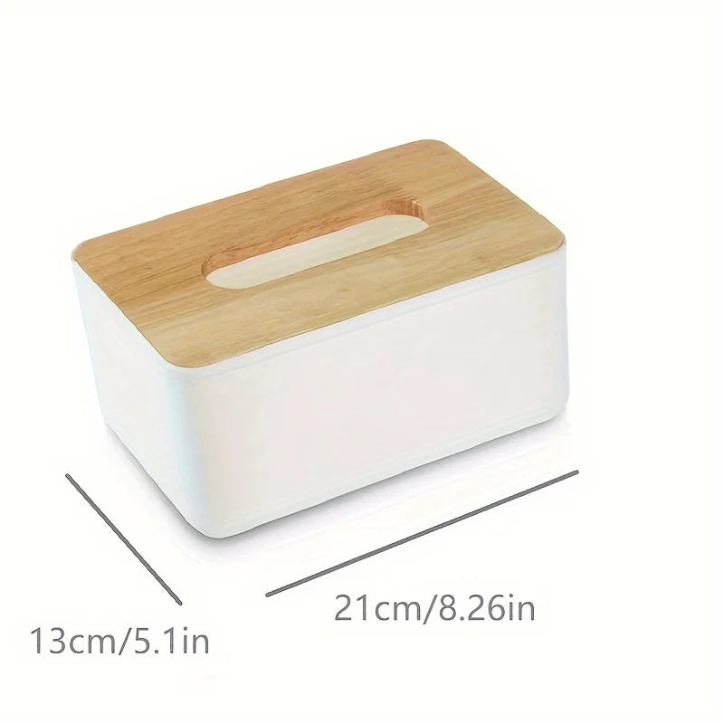 Minimalist Tissue Box Cover with Wooden Top Multi-Size PP Storage Organizer Dustproof for Home Car Bathroom Gift Oasis Select