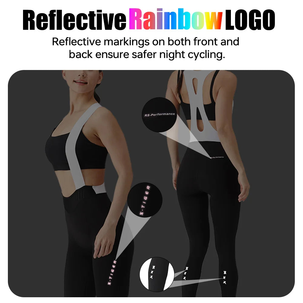X-TIGER Women Cycling Bib Pants 120 Density Shockproof Breathable Bike Tights MTB Biking Long Trousers for Long Distance Cycling Oasis Select